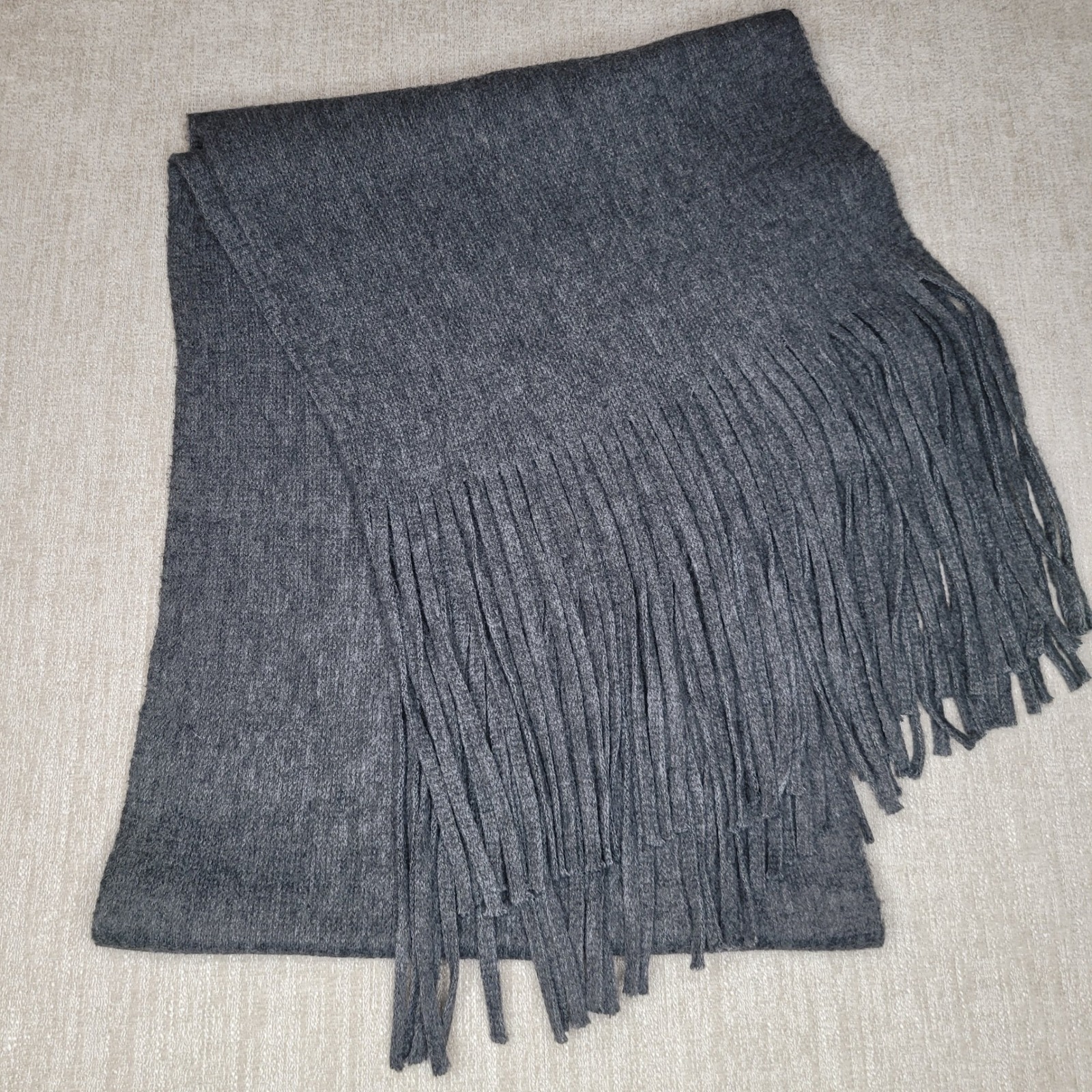 Lucky Brand Scarf Womens 84 Length Gray Fringe Knit Winter Wrap Warm